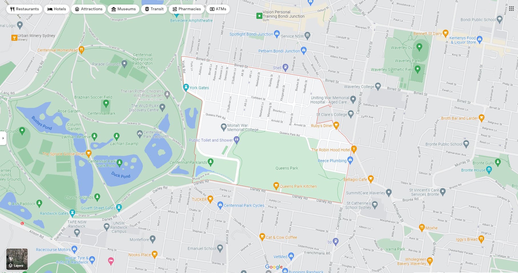 Queens Park NSW Map