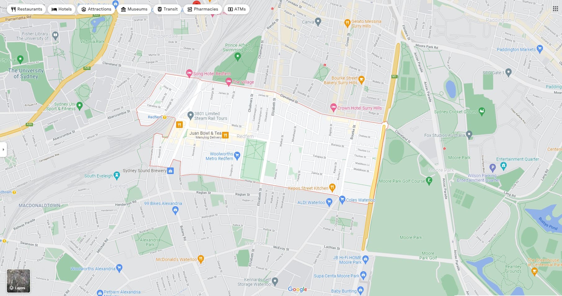 Redfern Suburb Map